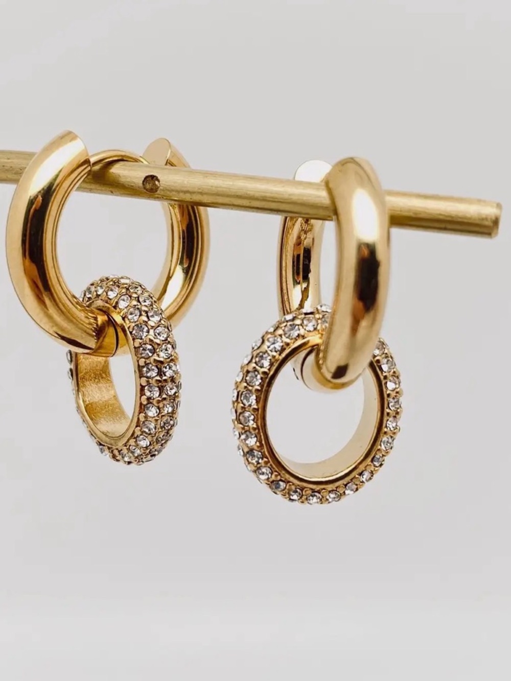 Gold Huggie Earrings with CZ Detail | 18K Gold Plated Minimal Everyday Jewelry
